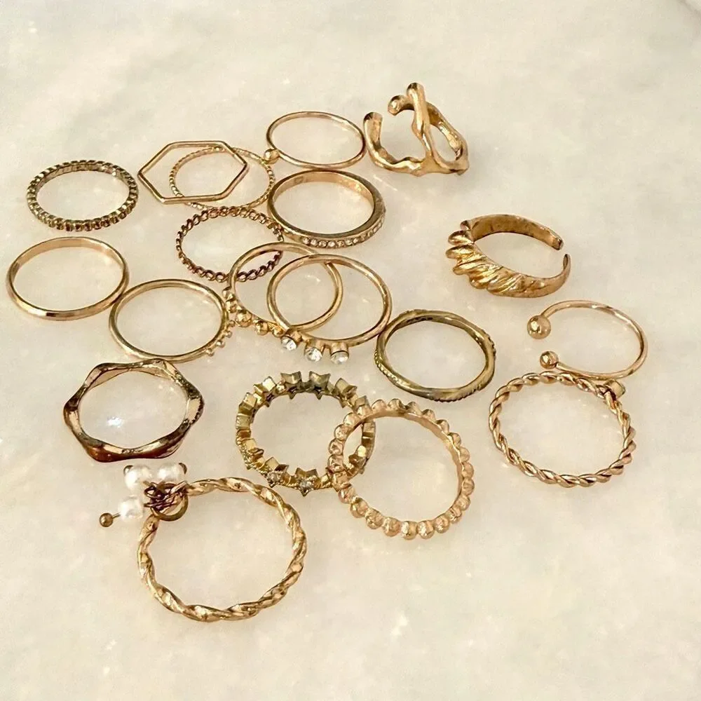 Lot of 19 Altar'd State Various Statement Ring Set Gold-tone Multi-sizes
